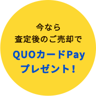 今なら査定後のご売却でQUOカードPayプレゼント！